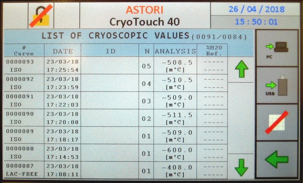 CryoTouch 40 - List of results